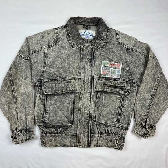 Vtg Amsterdam Olympics Mens Acid Wash Jean Jacket Sz Large 90s